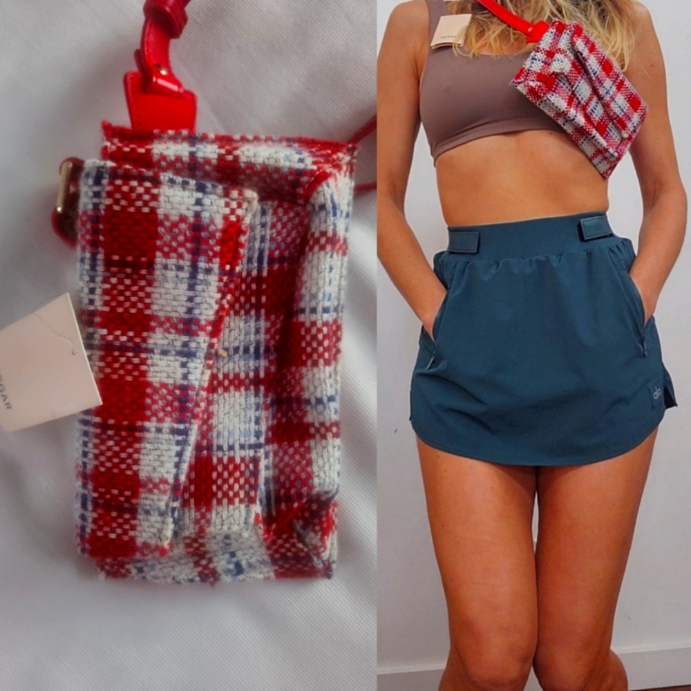 Nwt rare Jaggar red plaid mini waist crossbody bag